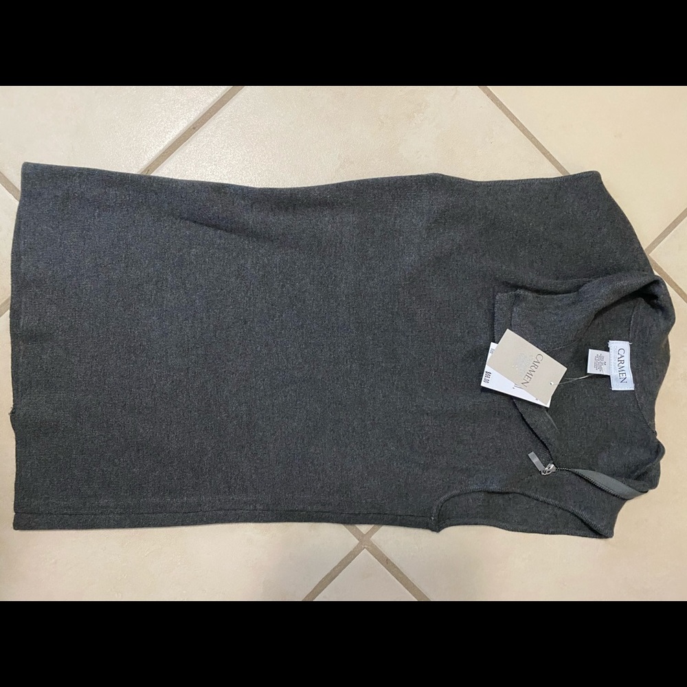 Charcoal Sleeveless Shirt with Zipper